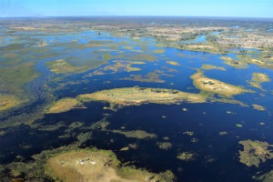 okavango delta vanuit de lucht